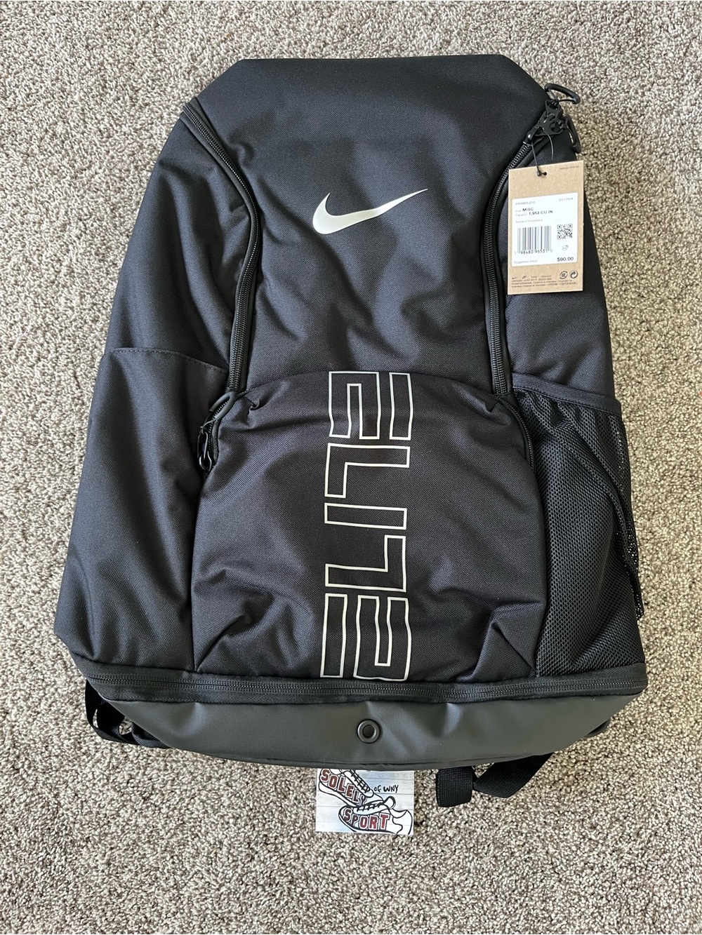 New Authentic Nike Varsity Elite Hoops Backpack Black White Basketball Bag